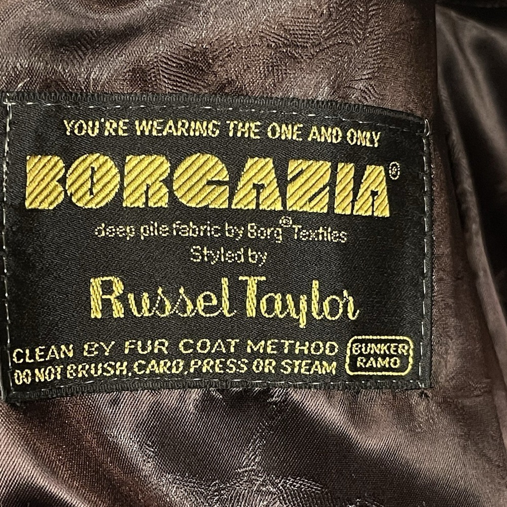 Vintage Borgazia By Russel Taylor Women's Long Faux Fur Coat Black & Brown Sz M - Picture 8 of 12